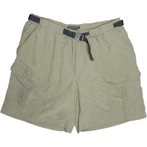 Royal Robbins Cargo Shorts Green Womens XL Belted Nylon Hiking Outdoors Gorpcore